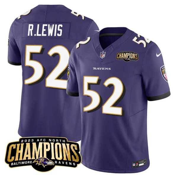 Men & Women & Youth Baltimore Ravens #52 Ray Lewis Purple 2023 F.U.S.E. AFC North Champions Vapor Limited Jersey,We sell and wholesale Men & Women & Youth Baltimore Ravens #52 Ray Lewis Purple 2023 F.U.S.E. AFC North Champions Vapor Limited Jersey on line form chian!